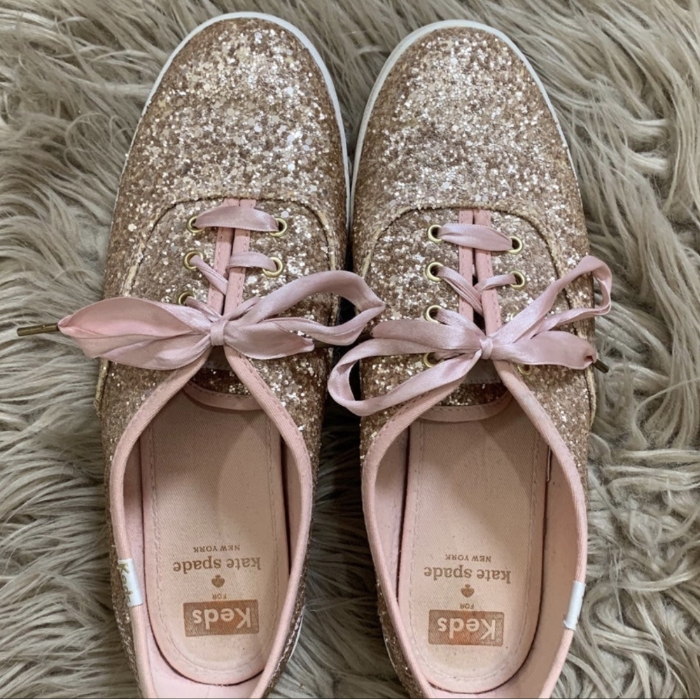 Keds x Kate Spade New York Rose Gold Glitter Shoes